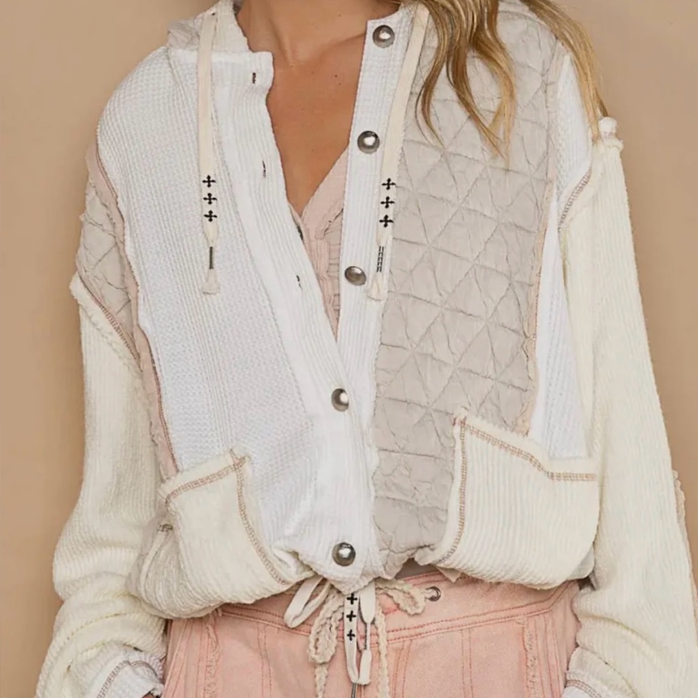 🆕 POL Quilted Patchwork Hoodie NWOT